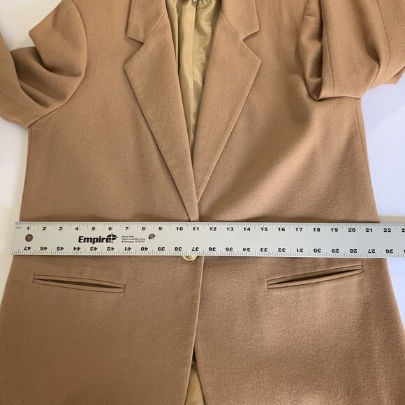 Vintage Sag Harbor Blazer Jacket 100% Wool Women 14 Camel Tan Brown Academia - Picture 9 of 13